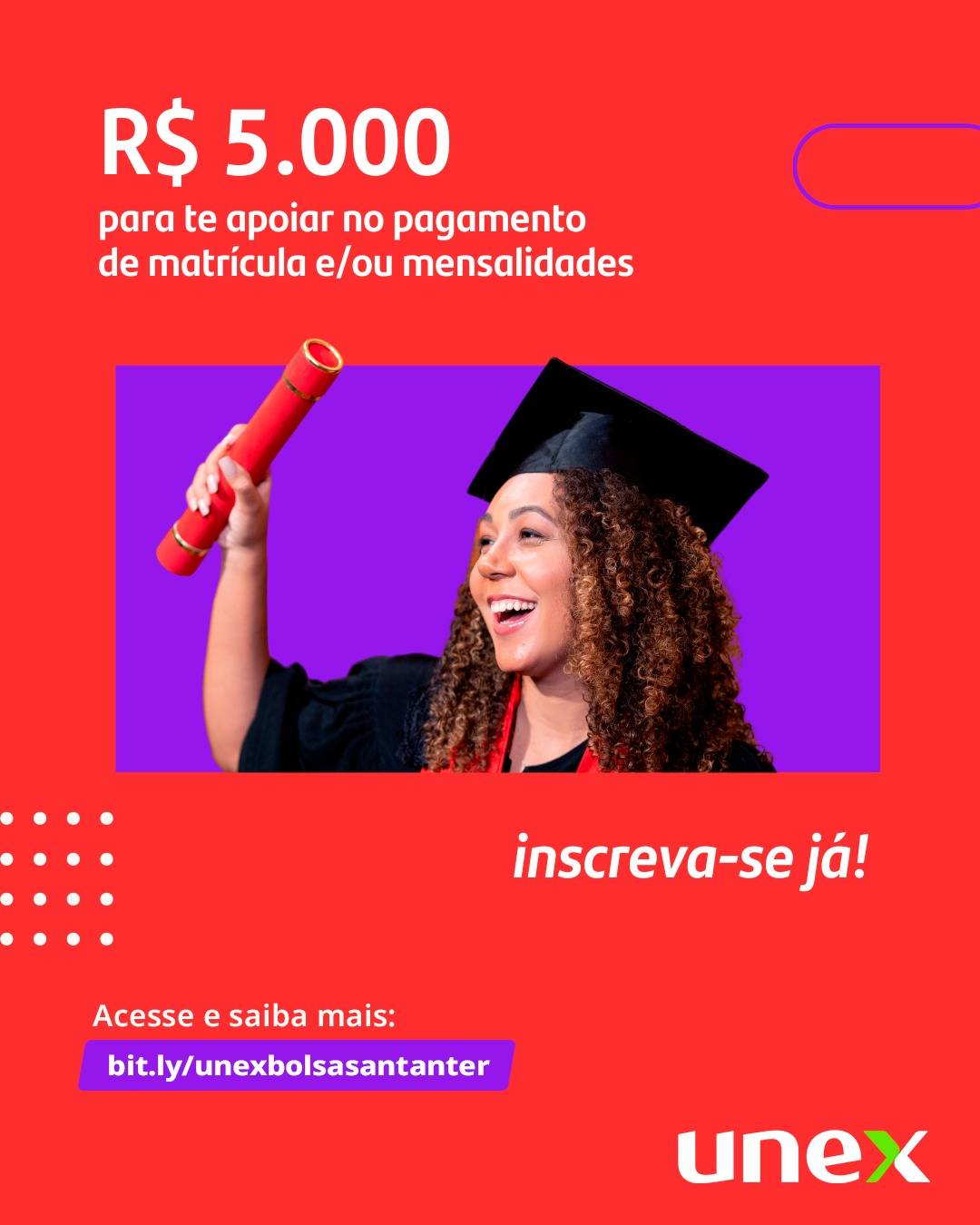 Banco Santander oferece 15 bolsas para estudantes da Unex