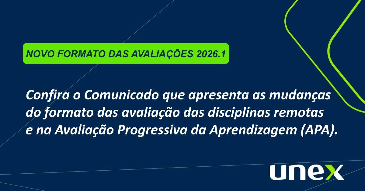 Novo Formato das Avaliações 2026.1